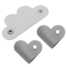 3Pcs Leather Cable Straps Grey Portable Leather Cord Organizer for Earphones