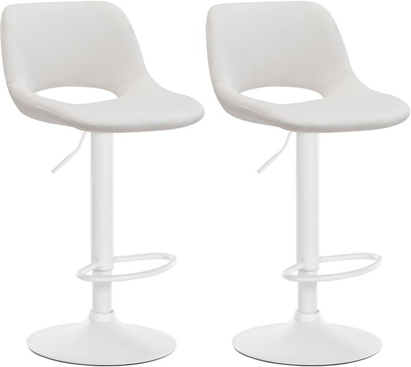 2Er Set Barhocker Camden Samt Weiß Creme-image