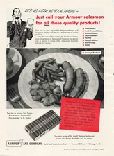 VTG 1953 Print Ad Armour & Company Salesman Products Fresh Meats Poultry
