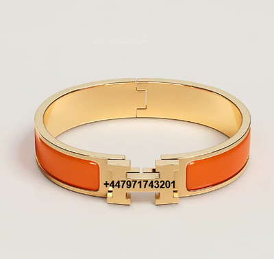 Nagelneues, echtes Clic H Armband - orange Emaille, GM (17,5 cm)