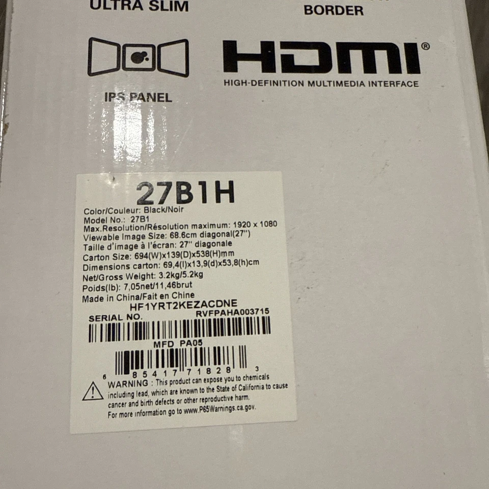 AOC 27B1H 27 inches 1080p LCD IPS Monitor - Image 4 of 4