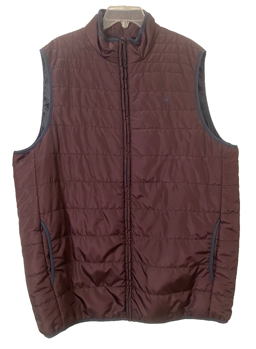 Chaps Men's Polyester Burgandy Elastic Hem Lightweight Quilted Casual Vest XLT