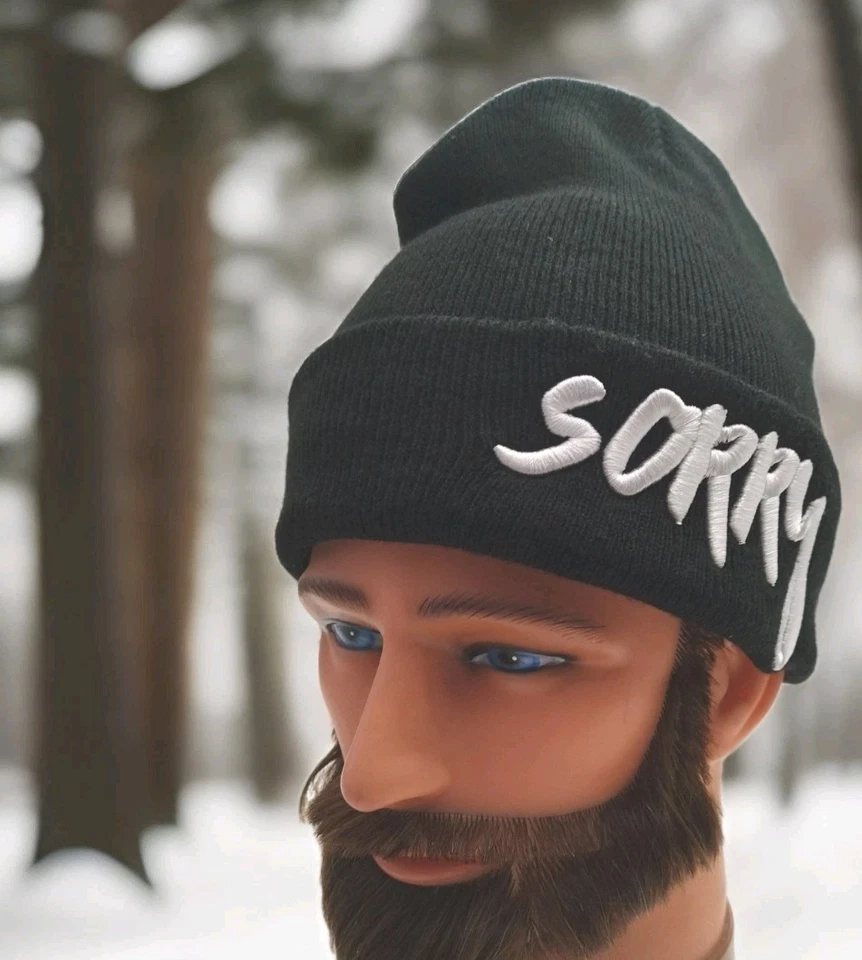 Gorro Justin Bieber Sorry acrílico negro blanco letras Foto 4 de 4