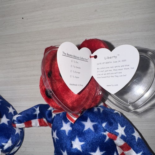 TY Beanie Babies Liberty Bears Lot of 3 VTG 2001 USA Tags RWB Clean Protected - Picture 10 of 11
