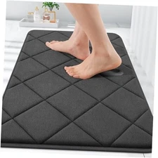  Memory Foam Bath Mat 30x20, Ultra Soft and Absorbent Bathroom 30" x 20" Black