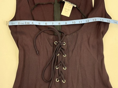 Vintage Jumpsuit schwarz/dunkellila Schnürung weites Bein Größe Small verwaschen - Bild 8 von 10