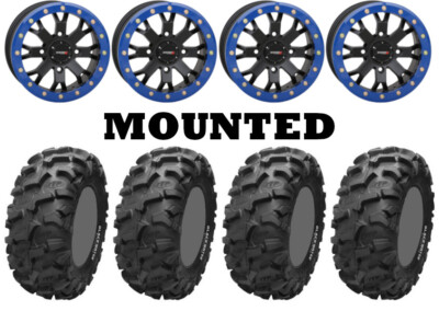 Kit 4 ITP Blackwater Evolution 30x10-14 on SB-4 Beadlock Matte Black Blue HP1K