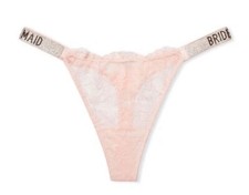 Victorias Secret Pink BRIDESMAID Bling Strap Tanga Panty Taglia XS Bod Pizzo Floreale