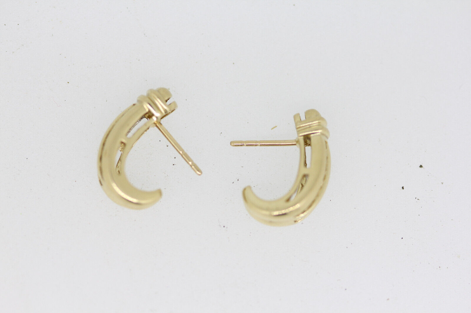 10k Yellow Gold Channel Set Diamond Half Hoop Ear… - image 2