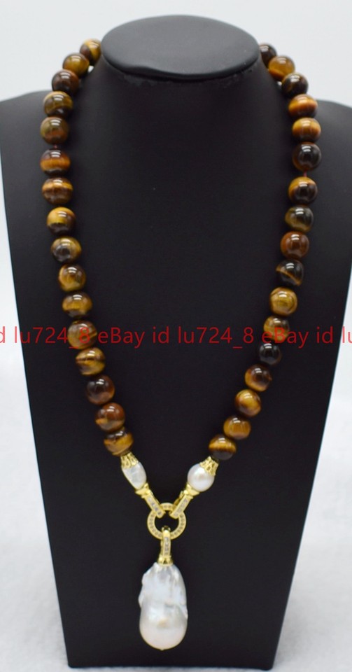 Tiger Eye Beads 8mm Natural Yellow Tiger's Eye Bead Necklace - 8mm Round, 18" Silver Plated Chain, Handmade Tigers Eye Crystal - Foto 2