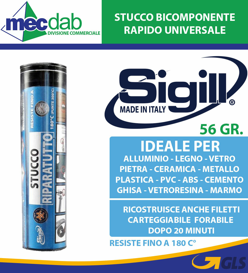 Stucco Riparatutto Bicomponente Universale 56 Gr. Resistente al Calore Sigill