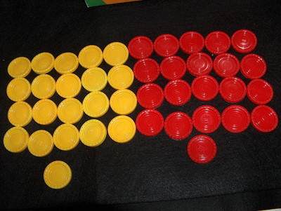 CONNECT FOUR 4 Game Replacement Pieces LOT OF 42 CHECKERS 21 YELLOW 21 RED SHINY