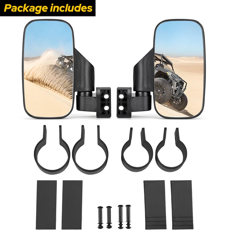 UTV Rear View Side Mirrors Set For Polaris Ranger RZR XP Crew 570 800 900 1000 - Image 4 of 4