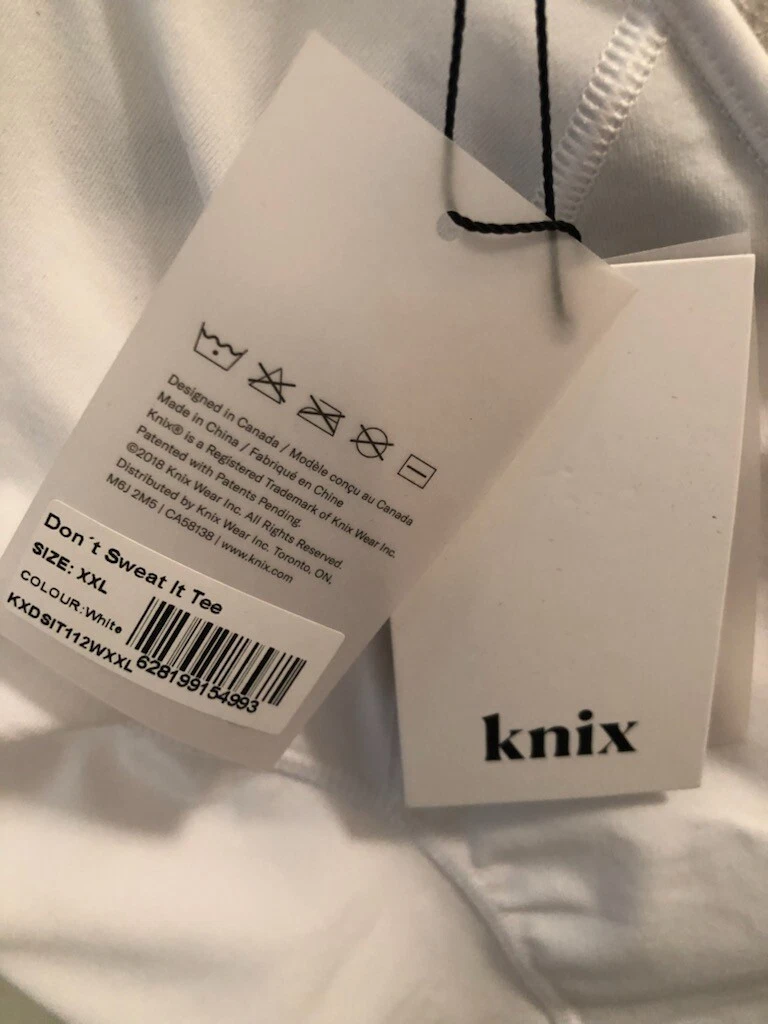 KNIX Women's White XXL Don't Sweat It SHAPE WEAR Tee T Shirt V Neck New  W/Tags