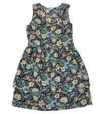 STEVEN ALAN Silk Floral Dress Made In USA Womens Small Tiered Blouson Scoop Neck