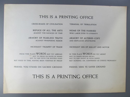 This is a Printing Office, by Beatrice Warde, Broadside