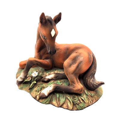 Porcelain Horse Colt Foal FILLY 7'' Lying Down Vintage 1982 HOMCO Masterpiece