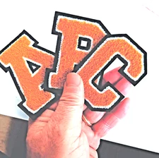 Large Orange Iron on or sew on letters 3 inch Chenille A to Z Varsity soft