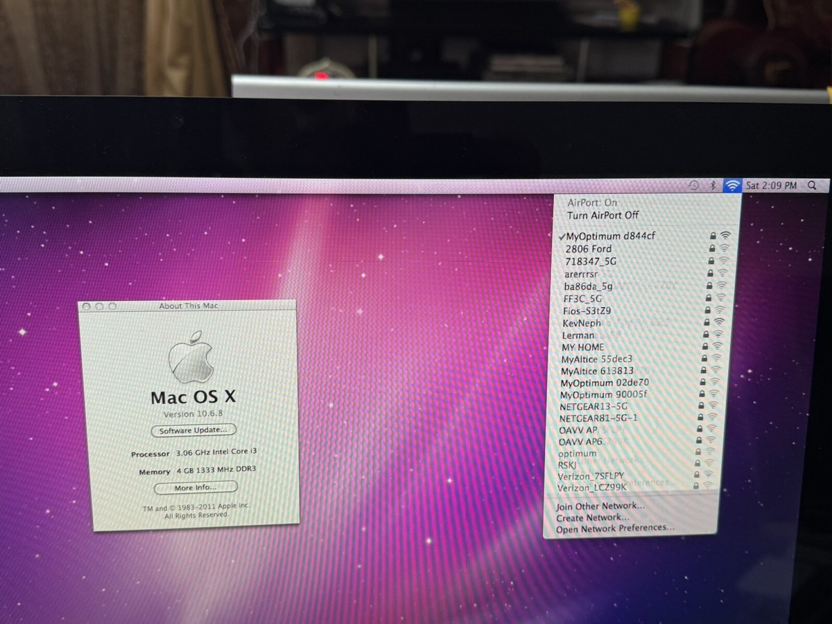 Apple iMac A1311 21.5” Core i3 3.06GHz 4GB RAM 500GB HDD High