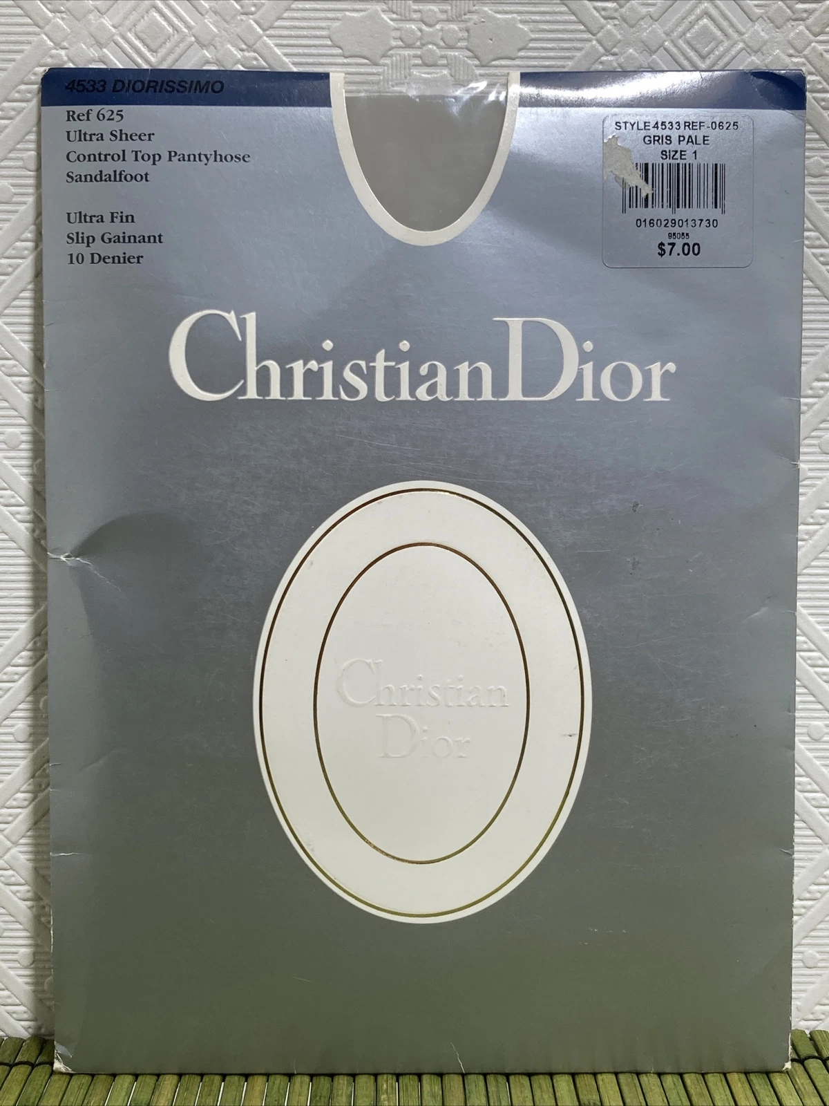 Collant Christian Dior Diorissimo gris pâle taille 1 pied sandale ultra transparent cont