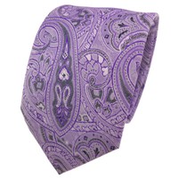 Designer Krawatte Lila Violett Anthrazit Paisley - Schlips Binder Tie