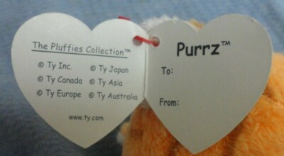 Ty Pluffies 2003 Retired Purrz Orange Tabby Cat 3234 MINT With Ty Pluffies 2003 Retired Purrz Orange Tabby Cat 3234 MINT With