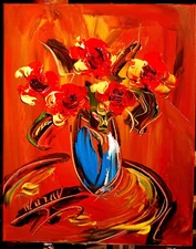 BOUQUET    IMPRESSIONIST  ORIGINAL OIL  PAINTING -ABSTRACT ART UPIUWD
