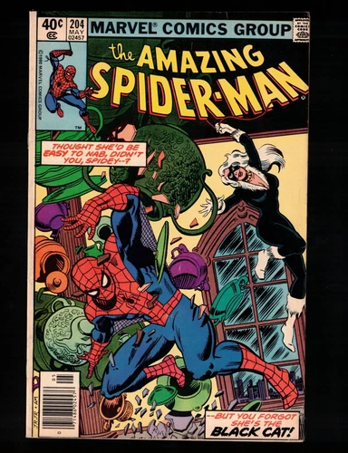 Amazing Spider-Man #204 Early Black Cat App.  Newsstand FN-  1980 Marvel Comics