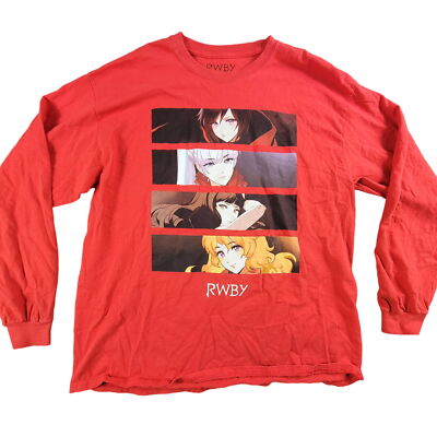 RWBY Ruby Mens Large Red T-Shirt Tee Long Sleeve Anime By Rooster Teeth ...