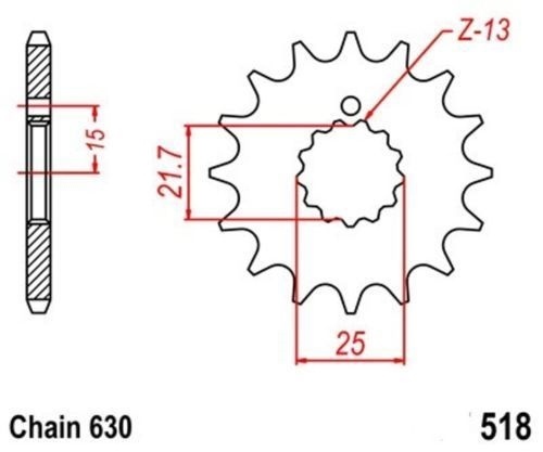 Pignon de boîte 14 dents pas 630 en acier trempé pour Kawasaki KZ 750