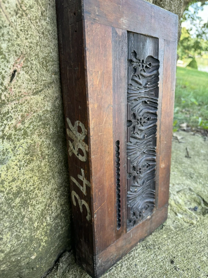 MADERA ANTIGUA DE 1800, BLOQUE, MOLDE PATRÓN, PRIMITIVO. MOLDE DE YESO FUNDIDO Foto 2 de 4