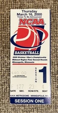 2000 NCAA BASKETBALL TOURNAMENT MINNEAPOLIS round 1 TICKET IOWA STATE AUBURN