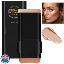 Face Foundation Stick, 2 in 1 Dual-Ended Long-Lasting Concealer F