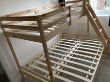 Kent Kids Triple Bunk Bed with Single + Double Bed, Natural Pine + 2 Mattresses