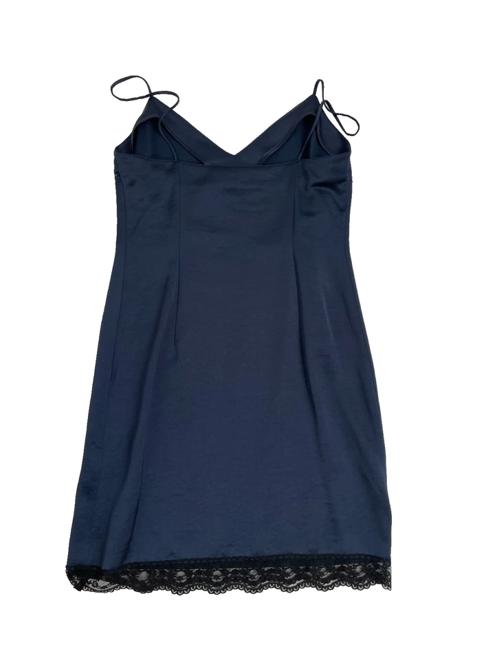 Blanca Vita Azul Marino Satén Alba Slip Vestido Encaje Para Mujer Reino Unido 8 - Imagen 2 de 4