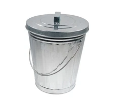 4 Gallon Steel Mounted Galvanized Garbage Trash Can w/ Lid Ideal for Trailers