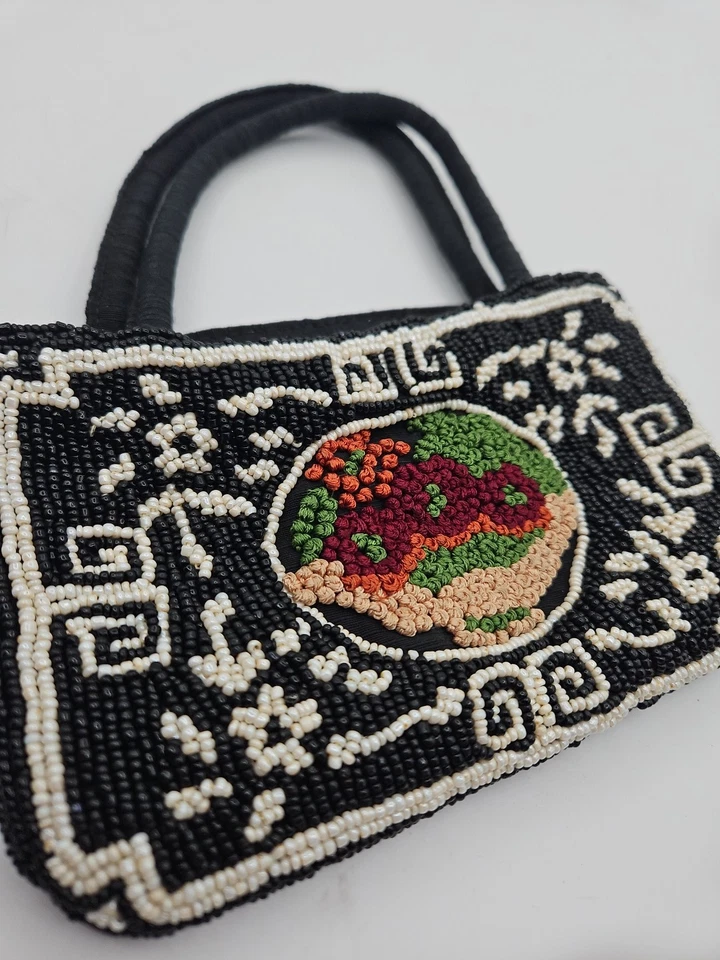 Hermoso bolso/cartera vintage con cuentas de los años 60/70, bolso retro 7"×5" Foto 2 de 4