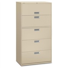 The Hon 685LL File Cabinet 36"x19.3"x67" Putty 4 Drawers