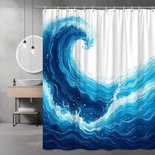 Ocean Wave Shower Curtain for Coastal Bathroom Decor