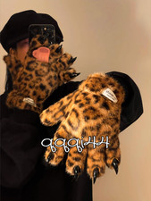 Leopard Print Glove Winter Warm Gloves Cycling Thicken Windproof Accessory Xmas