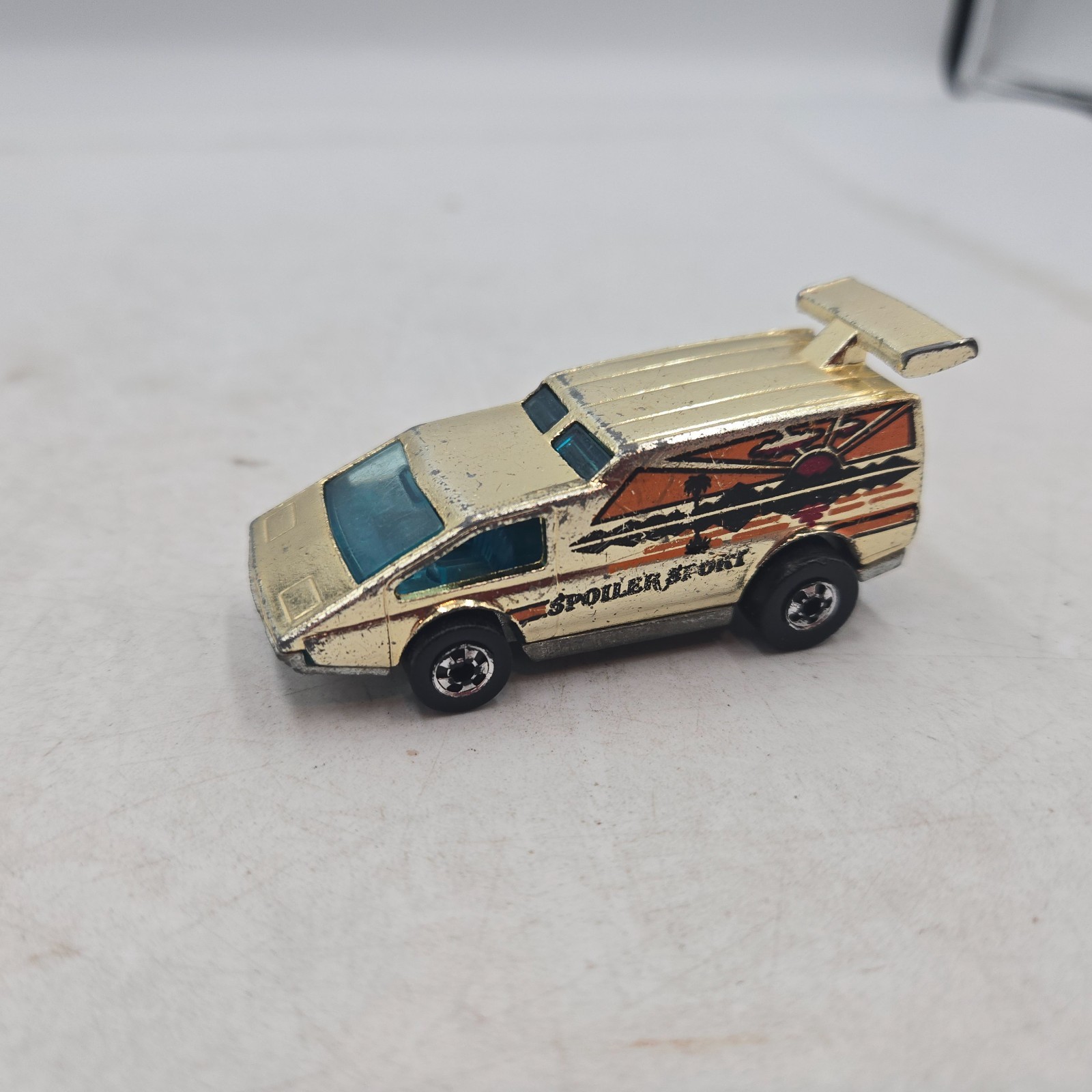 Vintage HOT WHEELS 1976 Spoiler Sport Gold Chrome Van Diecast 1/64 Hong Kong