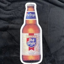 Vint 1991 Heilemans Old Style Lager Beer Tin Beer Bottle Sign Logo Advertising