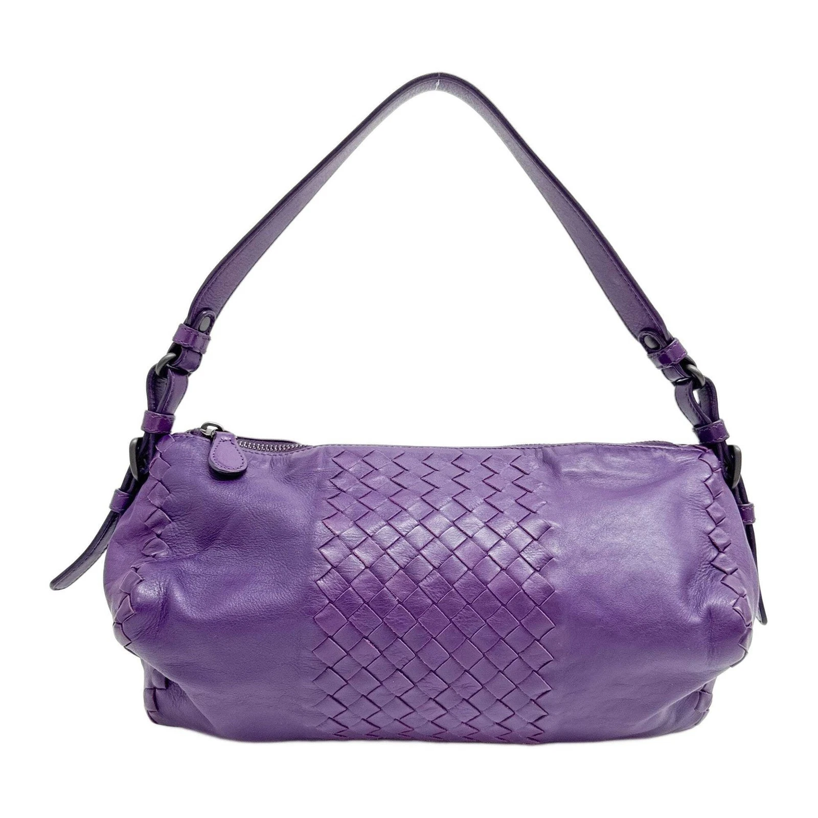 Bottega Veneta — BOTTEGA VENETA Intrecciato Purple Leather Shoulder Bag
