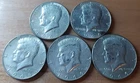 KENNEDY SILVER HALF DOLLARS 40% LOT OF 5 COINS 1966 NICE CONDITION! 1156