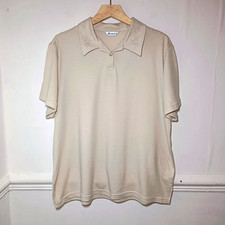 Berkertex Womens Top Beige Size UK 18 Stone Embroidered Blouse Grannycore Polo