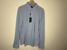 Hugo Boss Mens Blue Geometric Soft Button Slim Fit Shirt Size XL X-Large NWT