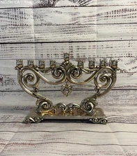 Traditional Scroll Brighton Silver Silver Plated Menorah