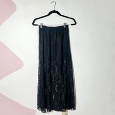 Black Lace Maxi Skirt Small Sheer Whimsigoth Goth Fairy Grunge Emo