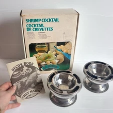 Vintage Chef Mates Shrimp Cocktail Set Stainless Steel With Box