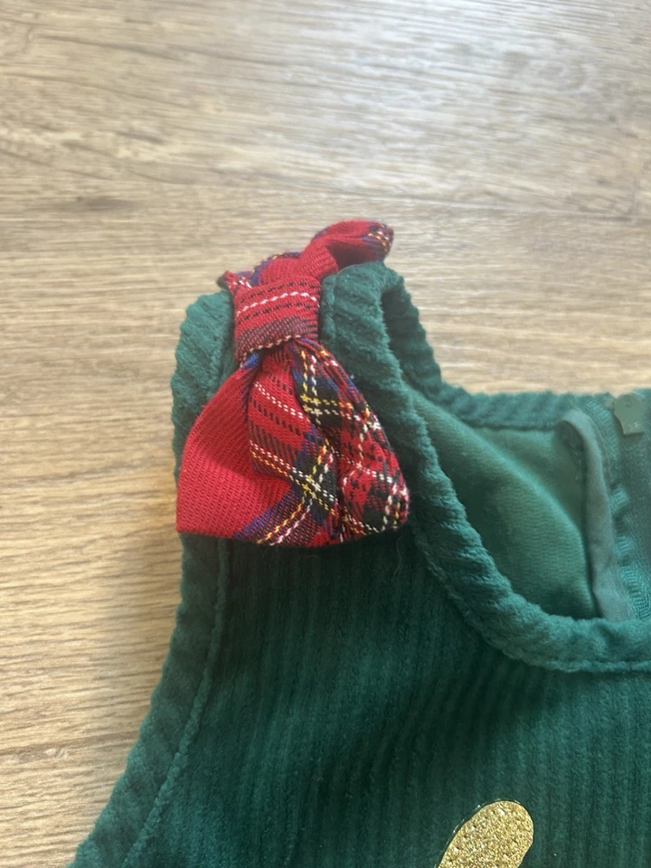 Rare Editions Girls Christmas Dress 24 Months Deer Plaid Ruffles Tiered Bottom - Image 3 of 4